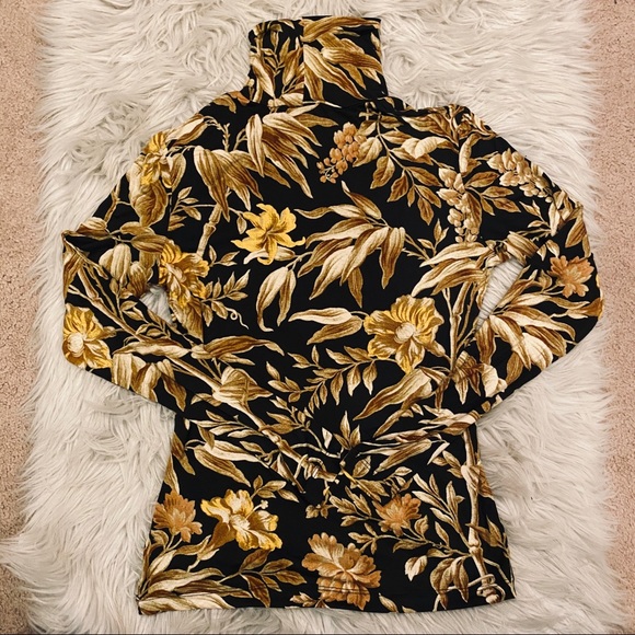 NWT Slinky Fitted Fall Pattern Mock Neck Top - Picture 2 of 3